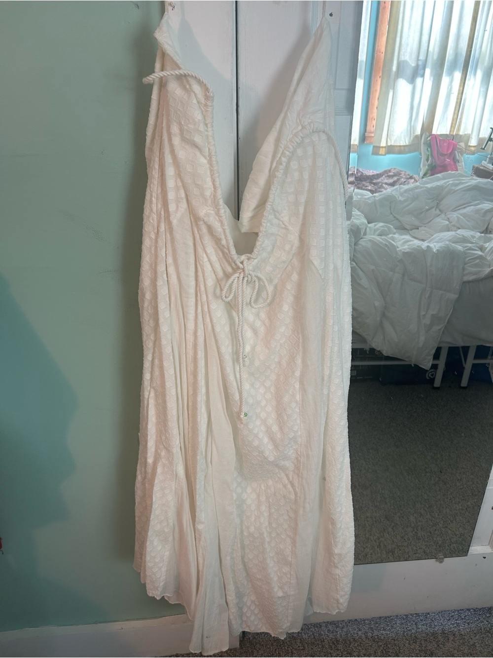 Free People Cream Textured Backless Halter Dress - Picture 3 of 4